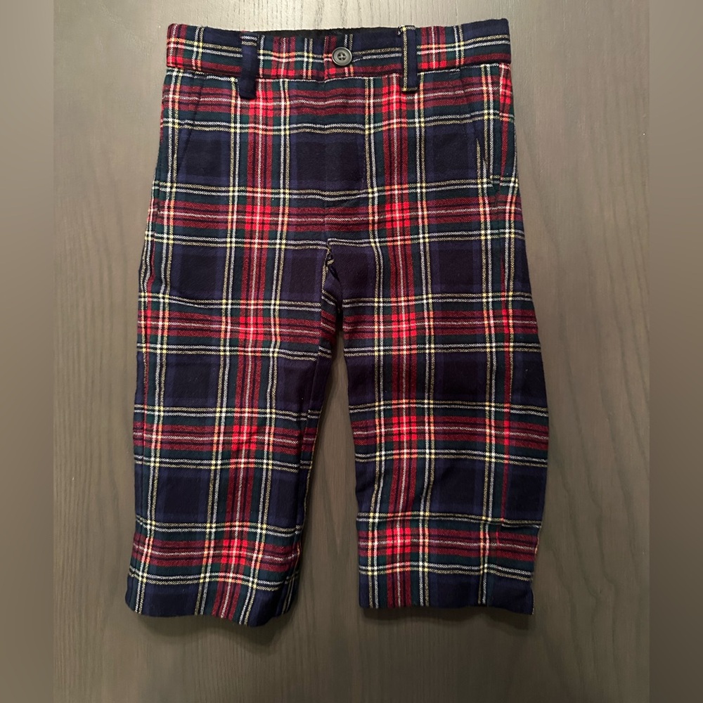 Janie & Jack Toddler Boys Dress Pant Plaid in Red and Blue- 2T